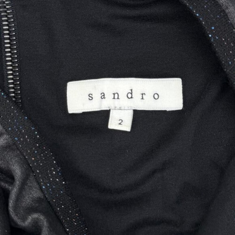 SANDRO Wool Blend Metallic Faux Leather Dress Size 6 - Picture 8 of 11